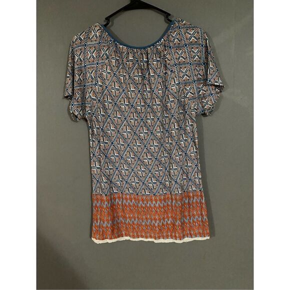 Vintage American Blues Multi Colored Design Short Sleeve Top Size XS - Picture 2 of 4